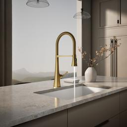 Graze Semi-professional kitchen sink faucet with three-function sprayhead - Vibrant Brushed Moderne Brass - image 4