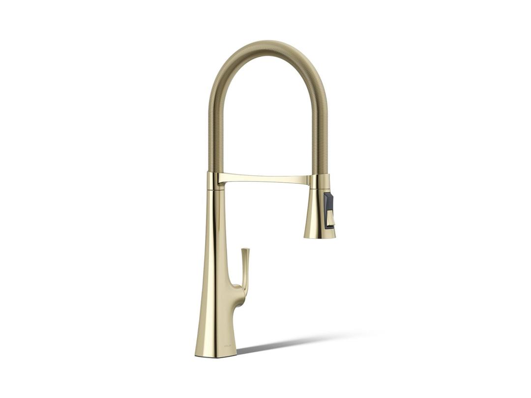 Graze Semi-professional kitchen sink faucet with three-function sprayhead by Kohler