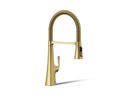 Graze Semi-professional kitchen sink faucet with three-function sprayhead - Vibrant Brushed Moderne Brass - image 1