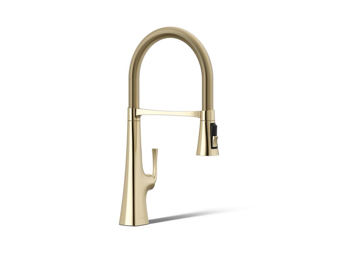 Graze Semi-professional kitchen sink faucet with three-function sprayhead by Kohler