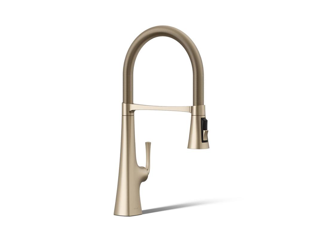 Graze Semi-professional kitchen sink faucet with three-function sprayhead by Kohler