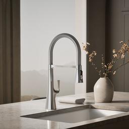 Graze Semi-professional kitchen sink faucet with three-function sprayhead - image 2