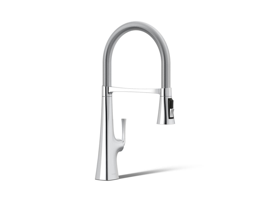 Graze Semi-professional kitchen sink faucet with three-function sprayhead by Kohler
