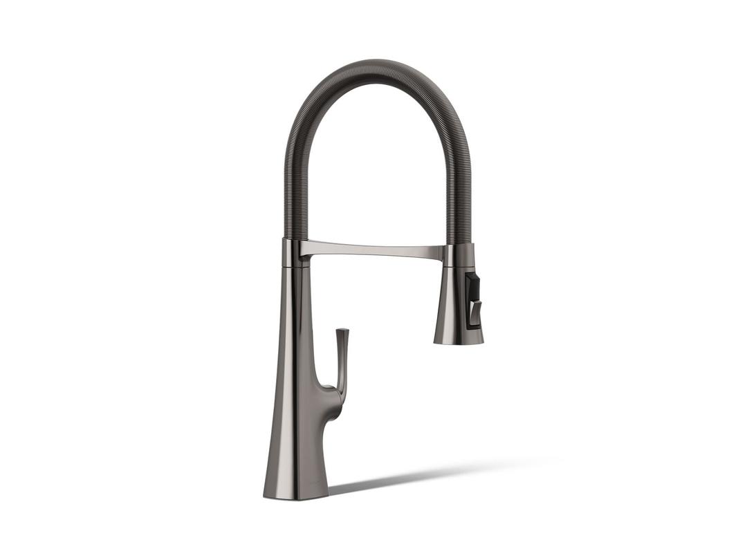 Graze Semi-professional kitchen sink faucet with three-function sprayhead - Vibrant Titanium by Kohler