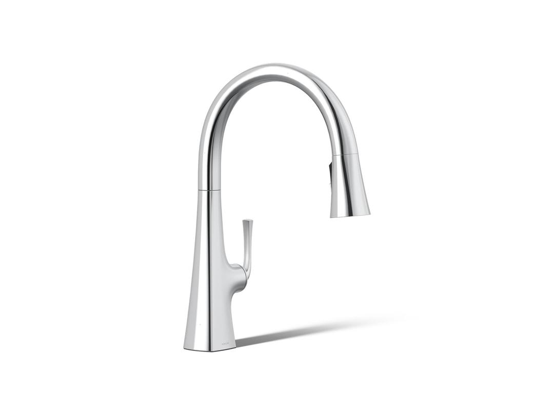 Graze Pull-down kitchen sink faucet with three-function sprayhead - Polished Chrome by Kohler