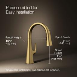 Graze Pull-down kitchen sink faucet with three-function sprayhead - image 3