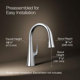 Graze Pull-down kitchen sink faucet with three-function sprayhead - image 3