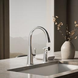 Graze Single-handle kitchen sink faucet with two-function side sprayer - Polished Chrome - image 2