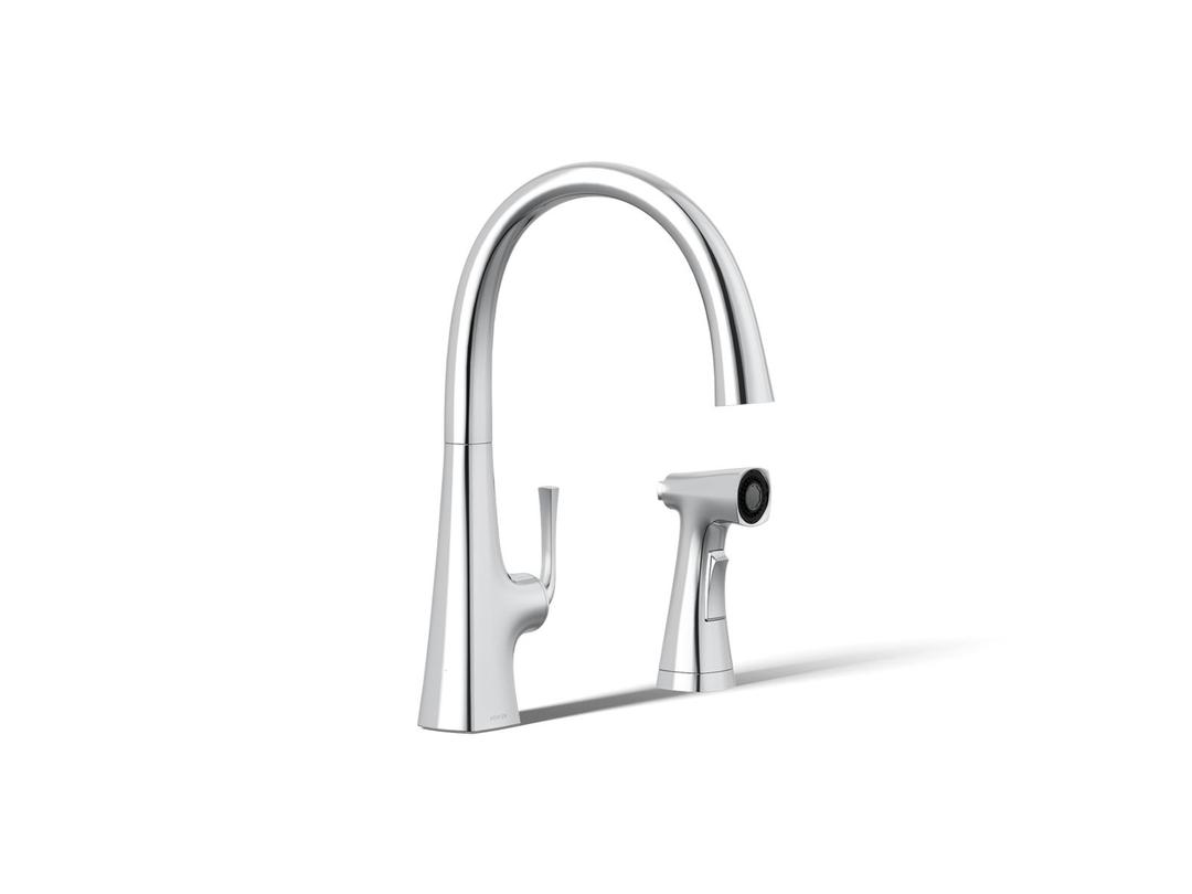 Graze Single-handle kitchen sink faucet with two-function side sprayer - Polished Chrome by Kohler