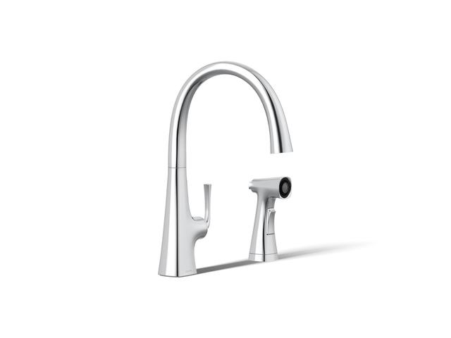 Graze Single-handle kitchen sink faucet with two-function side sprayer