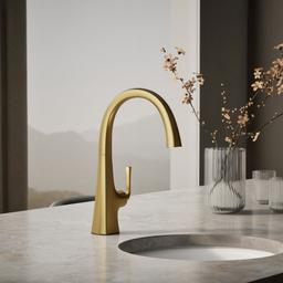Graze Single-handle bar sink faucet - Vibrant Brushed Moderne Brass - image 2