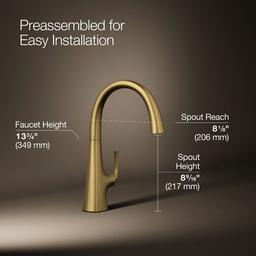 Graze Single-handle bar sink faucet - Vibrant Brushed Moderne Brass - image 3