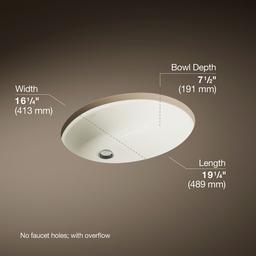 Caxton 19-1/4'' oval undermount bathroom sink with glazed underside, no overflow - image 4