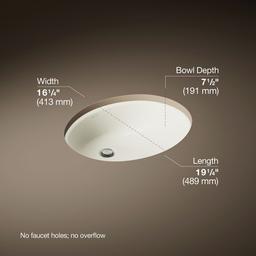 Caxton 19-1/4'' oval undermount bathroom sink with glazed underside, no overflow - image 3