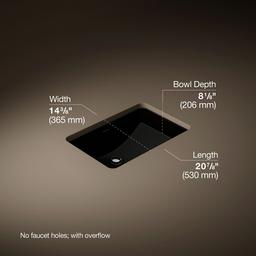 Kohler Ladena 21'' Rectangular Undermount Bathroom Sink with Glazed Underside, No Overflow - Black - image 3