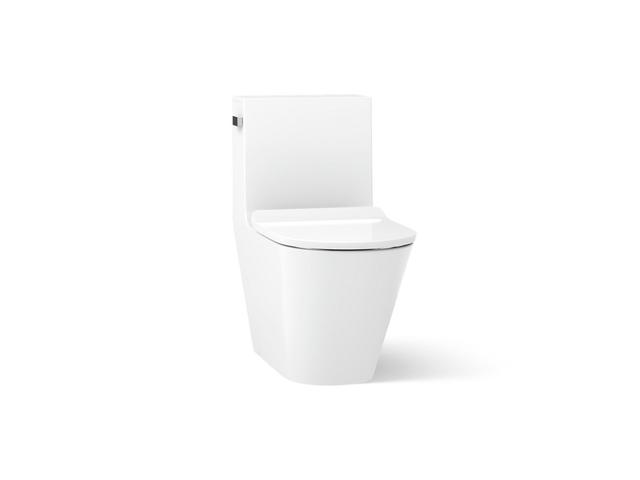 Brazn One-piece compact elongated toilet with skirted trapway, dual-flush