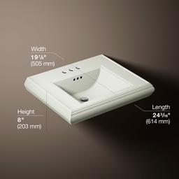 Kohler Memoirs Pedestal/console Table Bathroom Sink Basin with 4'' Centerset Faucet Holes - Dune - image 3