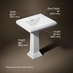 Kohler Memoirs Classic 27-1/4'' Rectangular Pedestal Bathroom Sink - White - image 3