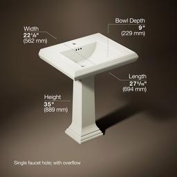 Kohler Memoirs Classic 27-1/4'' Rectangular Pedestal Bathroom Sink - Biscuit - image 3
