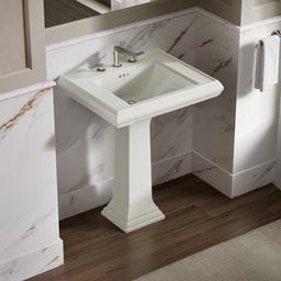 Kohler Memoirs Pedestal/console Table Bathroom Sink Basin With 8'' Widespread Faucet Holes - Dune - image 2