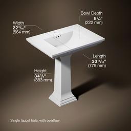 Kohler Memoirs Stately 30-3/4'' Rectangular Pedestal Bathroom Sink - White - image 3