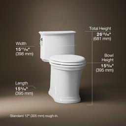 Harken One-piece compact elongated toilet with skirted trapway, 1.28 gpf - White - image 3
