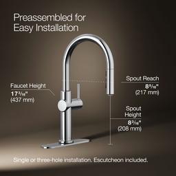 Crue Pull-down kitchen sink faucet with three-function sprayhead - image 3