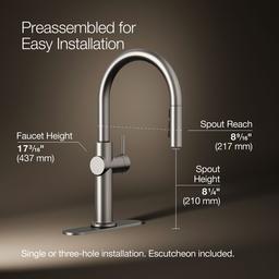 Crue Touchless pull-down kitchen sink faucet with KOHLER KonnectE and three-function sprayhead - image 3