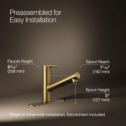 Crue Pull-out kitchen sink faucet with three-function sprayhead - image 3