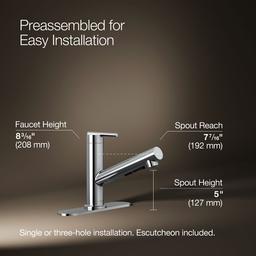 Crue Pull-out kitchen sink faucet with three-function sprayhead - image 3