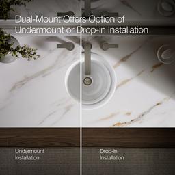 Compass 13-1/4'' round drop-in/undermount bathroom sink, no overflow - image 13