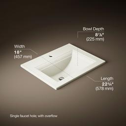 Kohler Memoirs Stately 22-3/4'' Rectangular Drop-in Bathroom Sink - Biscuit - image 3