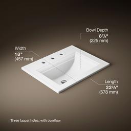 Kohler Memoirs Stately 22-3/4'' Rectangular Drop-in Bathroom Sink - White - image 3