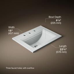 Kohler Memoirs Stately 22-3/4'' Rectangular Drop-in Bathroom Sink - Ice Grey - image 3