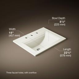 Kohler Memoirs Stately 22-3/4'' Rectangular Drop-in Bathroom Sink - Biscuit - image 3