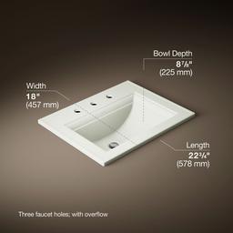 Kohler Memoirs Stately 22-3/4'' Rectangular Drop-in Bathroom Sink - Dune - image 3