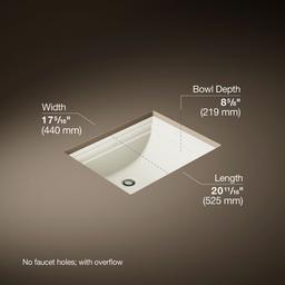 Kohler Memoirs 20'' Rectangular Undermount Bathroom Sink - Biscuit - image 3