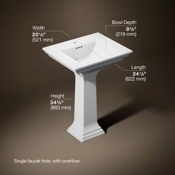Kohler Memoirs Stately 25'' Rectangular Pedestal Bathroom Sink - White - image 3