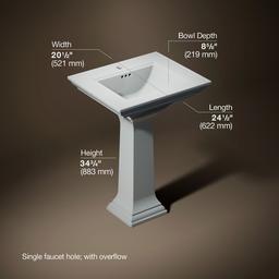 Kohler Memoirs Stately 25'' Rectangular Pedestal Bathroom Sink - Ice Grey - image 3