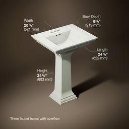 Kohler Memoirs Stately 25'' Rectangular Pedestal Bathroom Sink - Dune - image 3