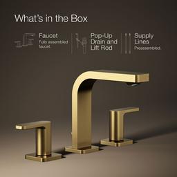 Kohler Parallel Widespread Bathroom Sink Faucet, 1.2 Gpm - Vibrant Brushed Moderne Brass - image 2