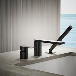 Kohler Parallel Deck-mount Bath Faucet with Handshower - Matte Black - image 2