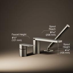 Kohler Parallel Deck-mount Bath Faucet with Handshower - Vibrant Brushed Nickel - image 3