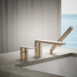 Kohler Parallel Deck-mount Bath Faucet with Handshower - Vibrant Brushed Bronze - image 2