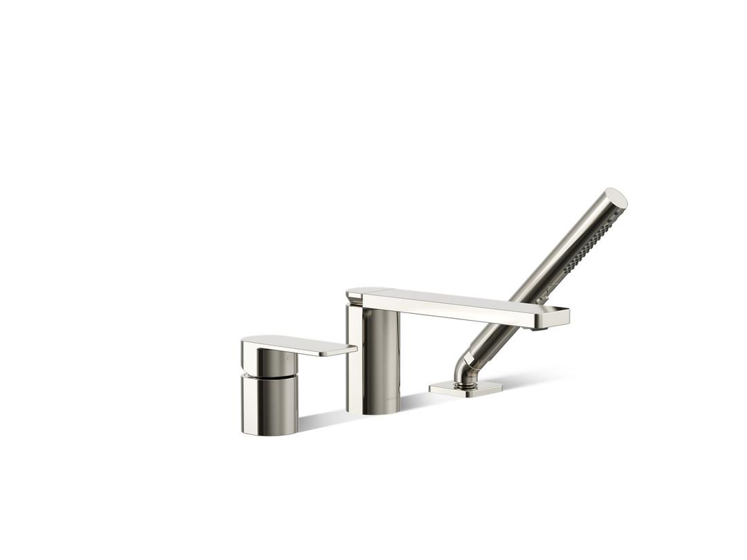 Kohler Parallel Deck-mount Bath Faucet with Handshower - Vibrant Polished Nickel by Kohler