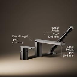 Kohler Parallel Deck-mount Bath Faucet with Handshower - Vibrant Titanium - image 3