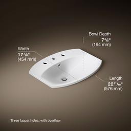 Cimarron 22-3/4'' rectangle drop-in bathroom sink - image 3