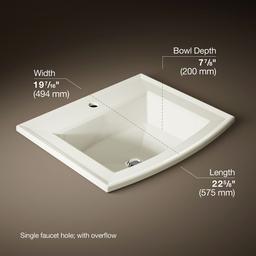Archer 22-3/4'' rectangular drop-in bathroom sink - image 3