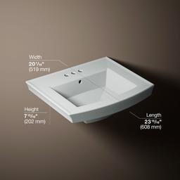 Archer 24'' rectangular pedestal bathroom sink - image 3