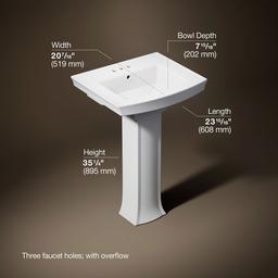 Archer 24'' rectangular pedestal bathroom sink - image 3